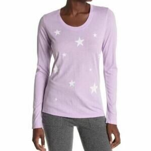 Sundry Long Sleeve Scoop Neck Star Lilac Modal Blend Long Sleeve Tee Large $84